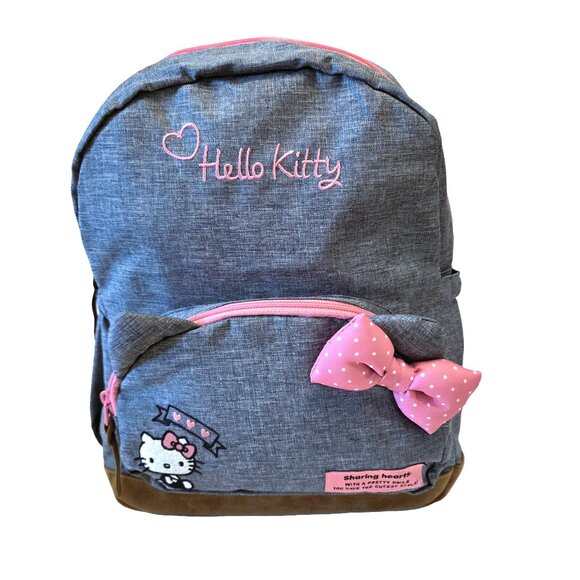 Hello Kitty Small Backpack - Denim with Pink Accents Sanrio - Bow and Cat Ears - Picture 5 of 11